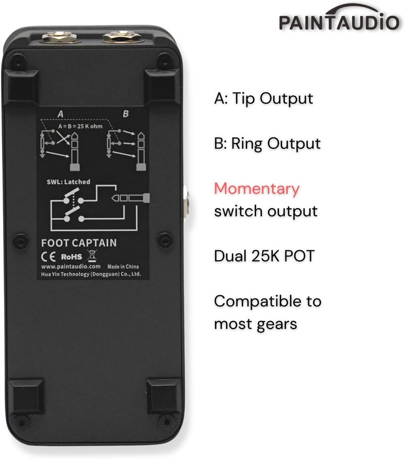 PAINTAUDIO Paint Audio Foot Captain Dual Outputs Expression Pedal Multi-effects Compatible for Tip/Ring Connection (Foot Captain-SWM) - Image 3
